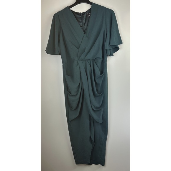 City Chic Braelynn Maxi Dress Emerald Tulip Flutter S Plus Size 16 Wedding *Flaw - Picture 2 of 16